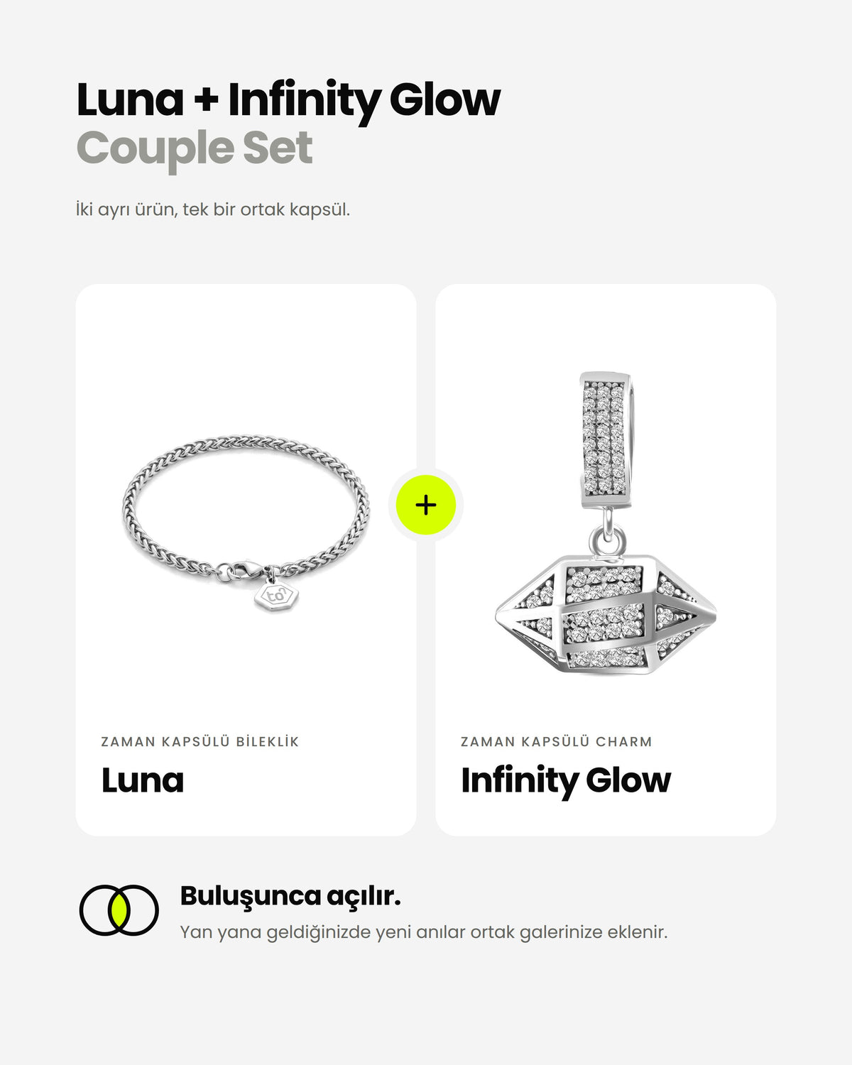 Luna + Infinity Charm Couple Zaman Kapsülü Kişi/2279 - Text To Next
